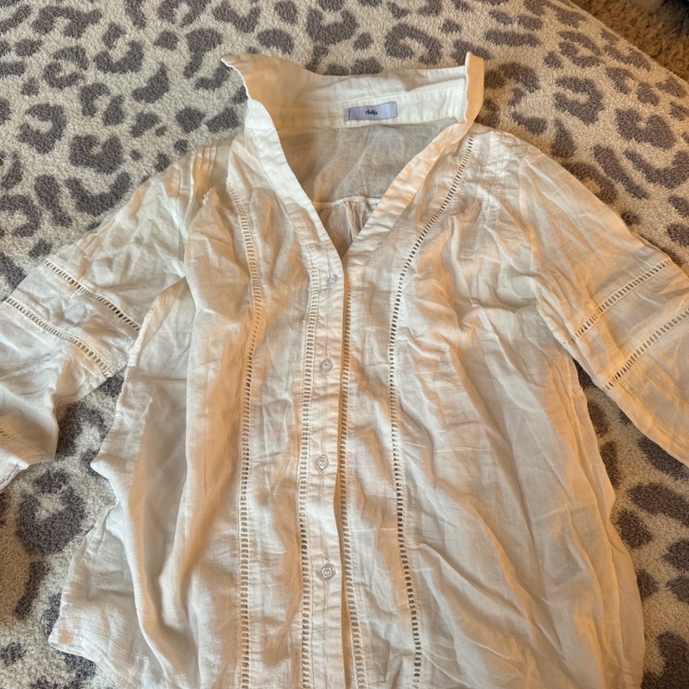 Adika white linen button up